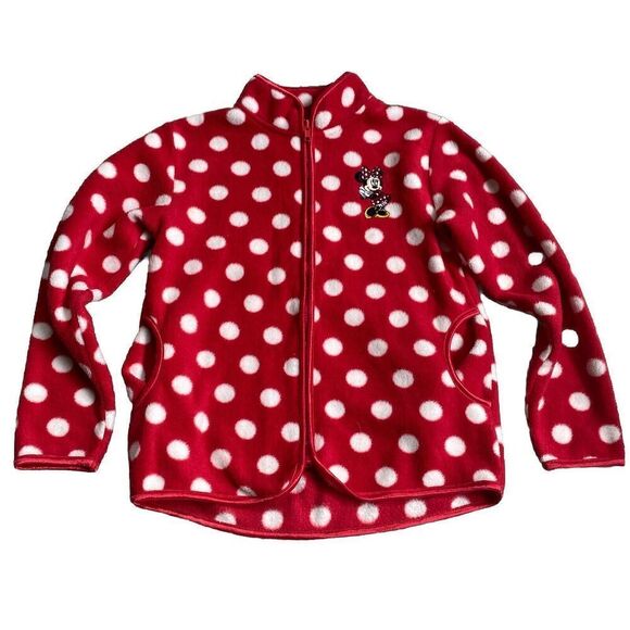 Disney Parks Minnie Mouse Fleece Red/White Polka Dot Girls Medium - Picture 1 of 6